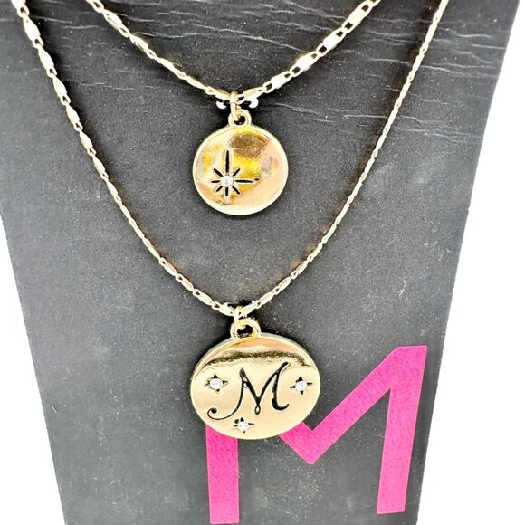 No Boundaries Gold-Tone Layered Necklace Set With M and Star Charms - Picture 2 of 8